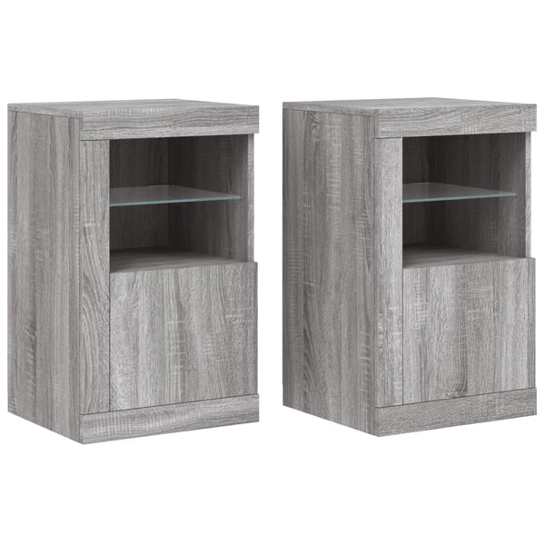 Graue Seitenregale mit LED-Leuchten Shelvie (2 Stück Sonoma-Holz)