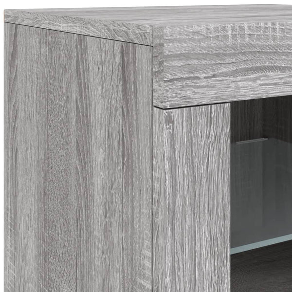 Graue Seitenregale mit LED-Leuchten Shelvie (2 Stück Sonoma-Holz)