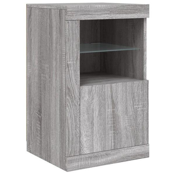 Graue Seitenregale mit LED-Leuchten Shelvie (2 Stück Sonoma-Holz)