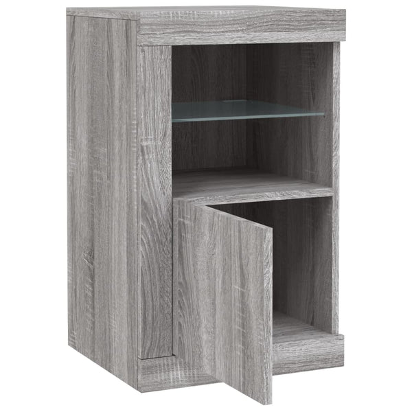 Graue Seitenregale mit LED-Leuchten Shelvie (2 Stück Sonoma-Holz)