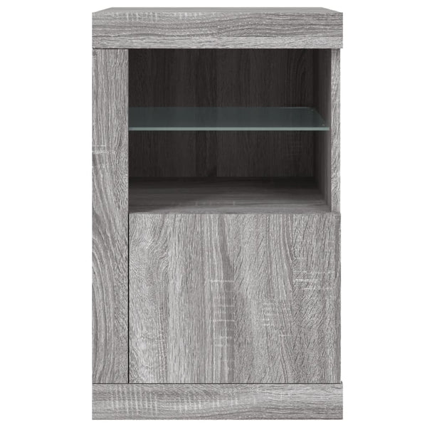 Graue Seitenregale mit LED-Leuchten Shelvie (2 Stück Sonoma-Holz)