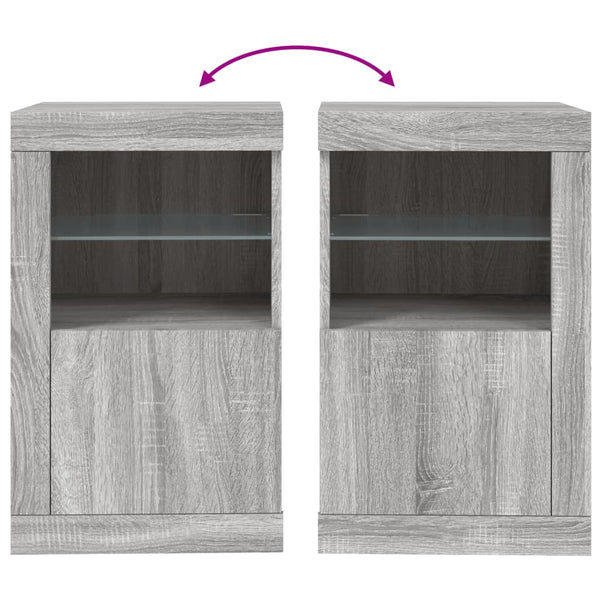 Graue Seitenregale mit LED-Leuchten Shelvie (2 Stück Sonoma-Holz)
