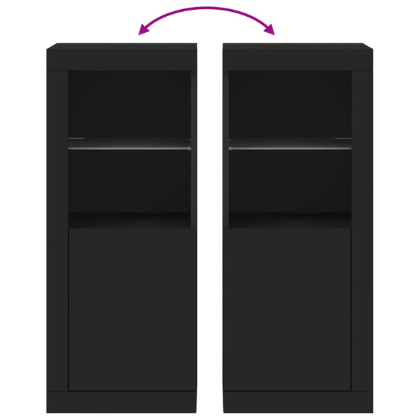 Schwarze Kommode mit LED-Beleuchtung Borselim 41x37x100cm