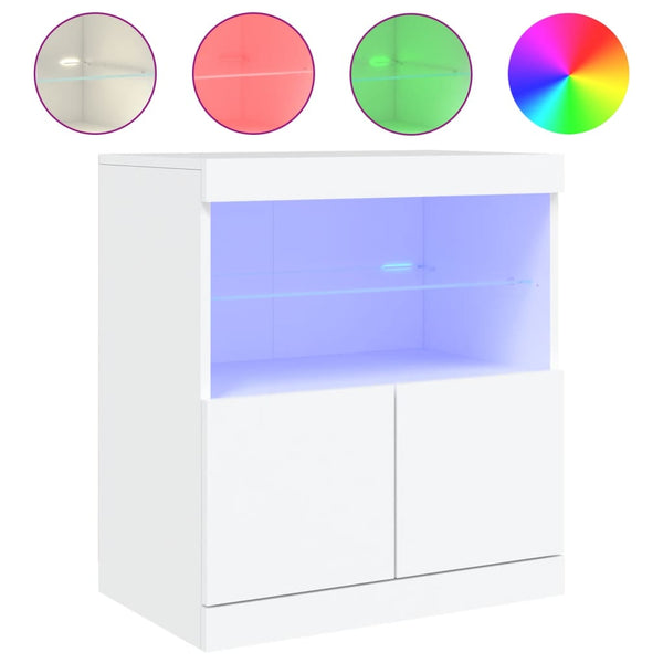 Valkoinen senkki led-valoilla Corentin 60x37x67cm