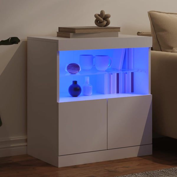 Valkoinen senkki led-valoilla Corentin 60x37x67cm