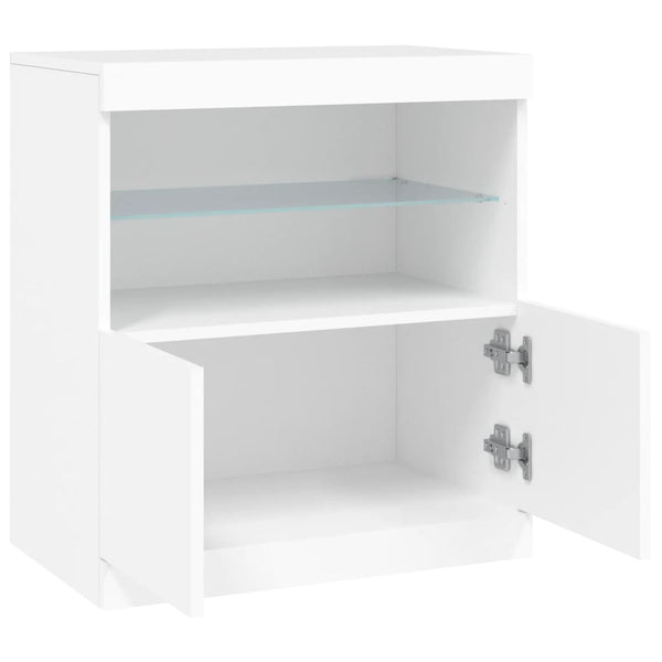 Valkoinen senkki led-valoilla Corentin 60x37x67cm