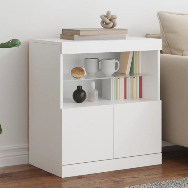 Valkoinen senkki led-valoilla Corentin 60x37x67cm