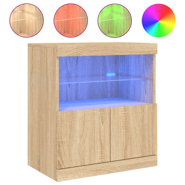 Sonoma-Eiche Sideboard mit LED-Beleuchtung Corentin 60x37x67cm