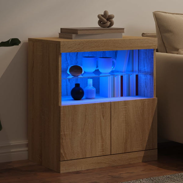 Sonoma-Eiche Sideboard mit LED-Beleuchtung Corentin 60x37x67cm
