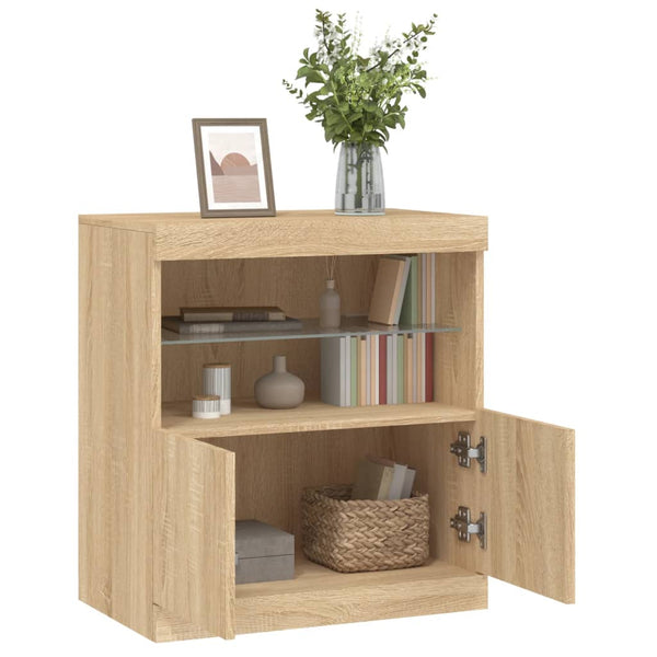 Sonoma-Eiche Sideboard mit LED-Beleuchtung Corentin 60x37x67cm