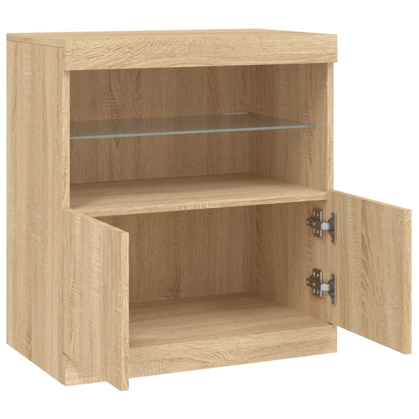 Sonoma-Eiche Sideboard mit LED-Beleuchtung Corentin 60x37x67cm