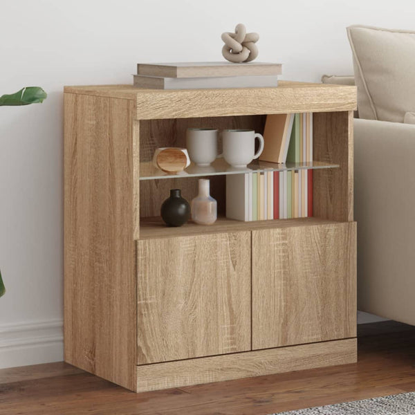 Sonoma-Eiche Sideboard mit LED-Beleuchtung Corentin 60x37x67cm