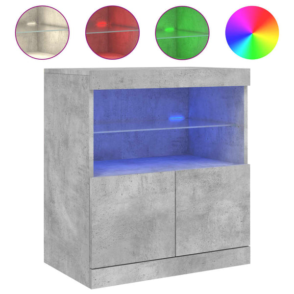 Betongraues Sideboard mit LED-Beleuchtung Corentin 60x37x67cm