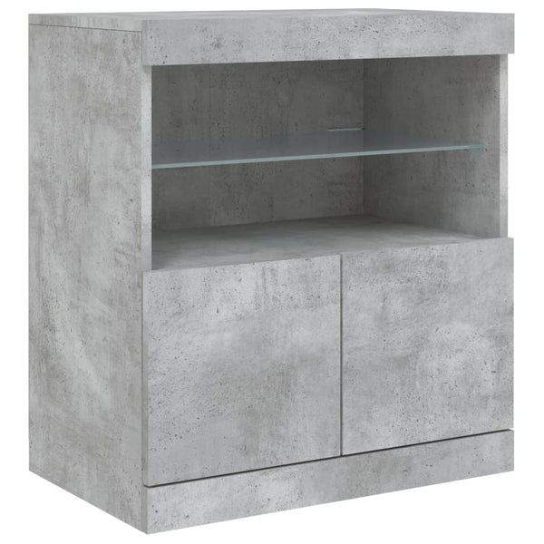 Betongraues Sideboard mit LED-Beleuchtung Corentin 60x37x67cm