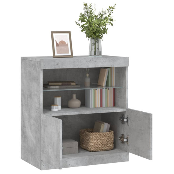 Betongraues Sideboard mit LED-Beleuchtung Corentin 60x37x67cm