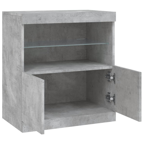 Betongraues Sideboard mit LED-Beleuchtung Corentin 60x37x67cm