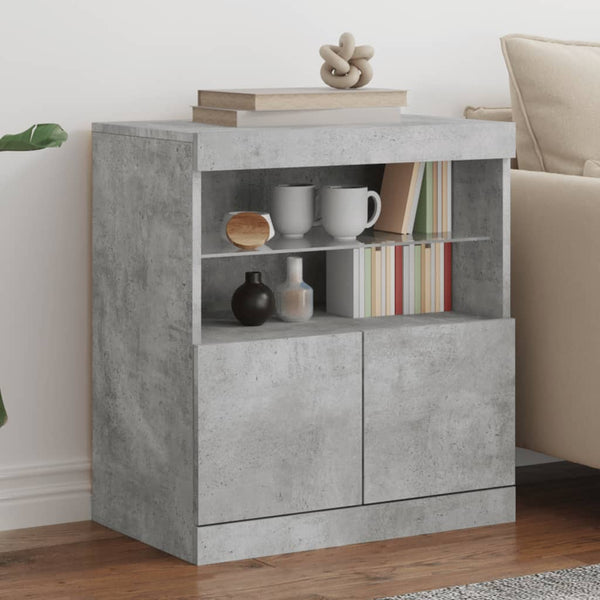 Betongraues Sideboard mit LED-Beleuchtung Corentin 60x37x67cm