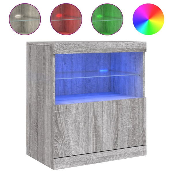 Graues Sideboard mit LED-Beleuchtung Corentin 60x37x67cm