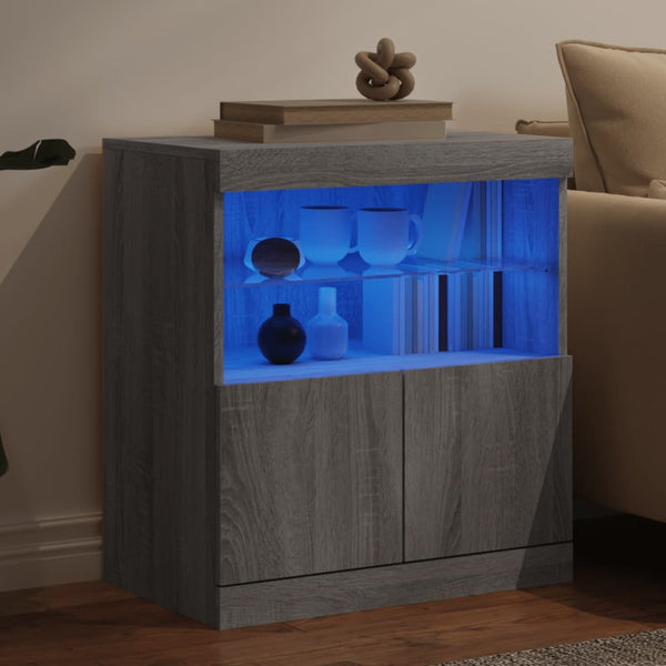 Graues Sideboard mit LED-Beleuchtung Corentin 60x37x67cm