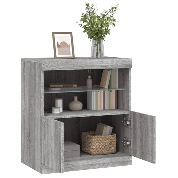 Graues Sideboard mit LED-Beleuchtung Corentin 60x37x67cm