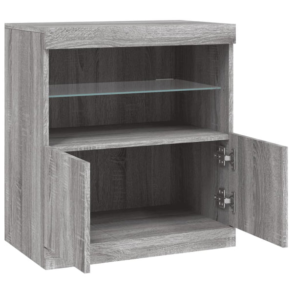 Graues Sideboard mit LED-Beleuchtung Corentin 60x37x67cm