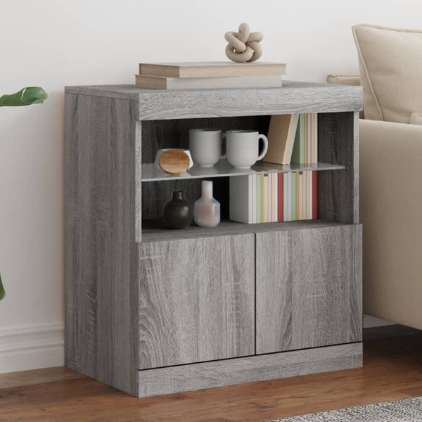 Graues Sideboard mit LED-Beleuchtung Corentin 60x37x67cm