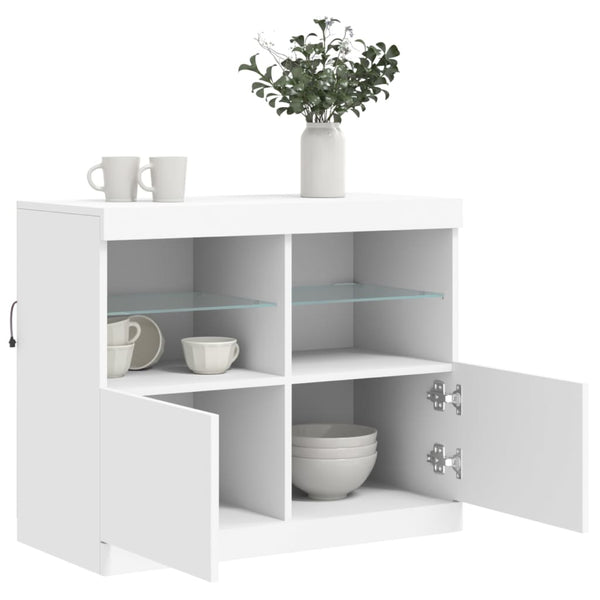 Weißes Sideboard mit LED-Beleuchtung Hisham 81x37x67cm