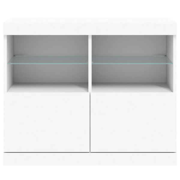 Weißes Sideboard mit LED-Beleuchtung Hisham 81x37x67cm