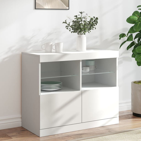 Weißes Sideboard mit LED-Beleuchtung Hisham 81x37x67cm