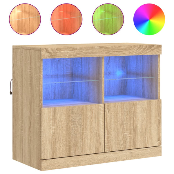 Sonoma-Eiche Sideboard mit LED-Beleuchtung Hisham 81x37x67cm