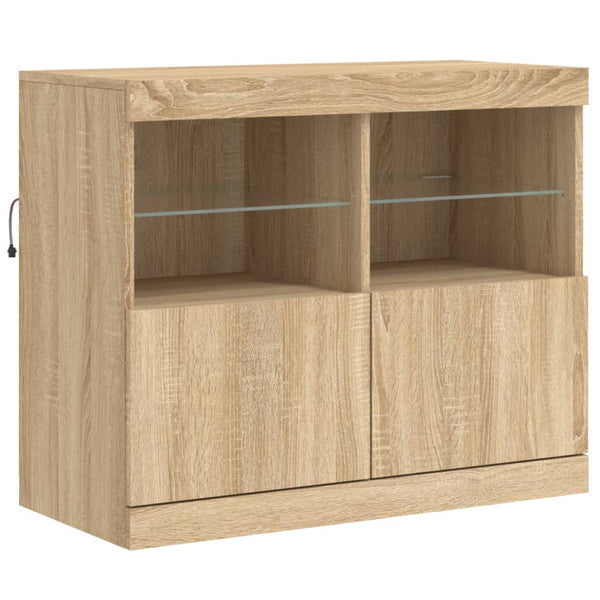 Sonoma-Eiche Sideboard mit LED-Beleuchtung Hisham 81x37x67cm