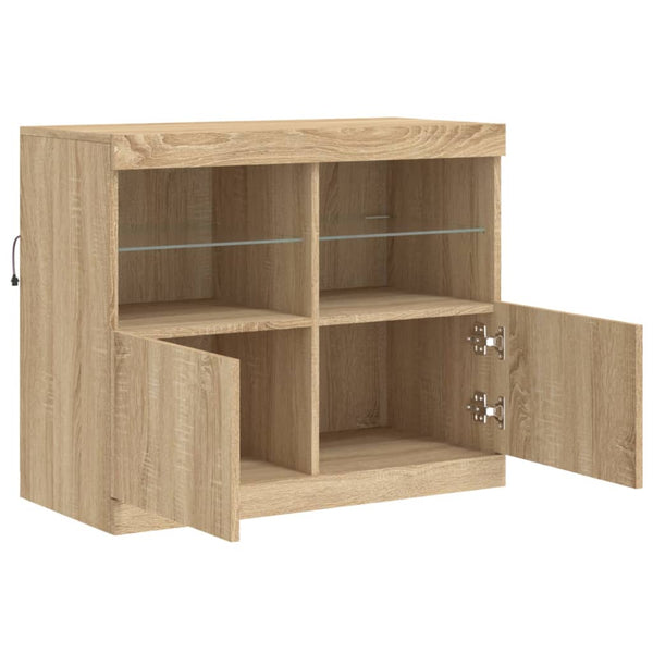 Sonoma-Eiche Sideboard mit LED-Beleuchtung Hisham 81x37x67cm