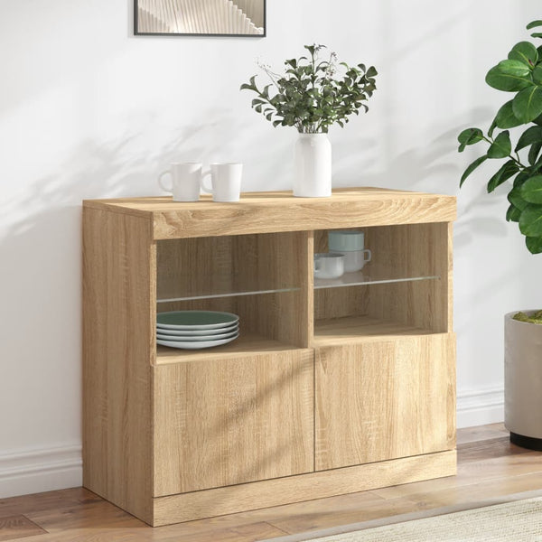 Sonoma-Eiche Sideboard mit LED-Beleuchtung Hisham 81x37x67cm