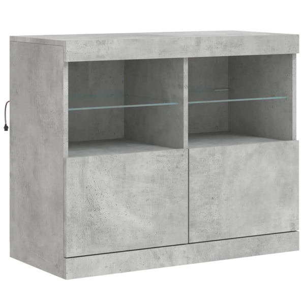 Betoninharmaa senkki led-valoilla Hisham 81x37x67cm