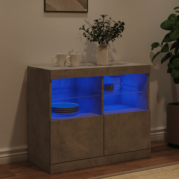 Betoninharmaa senkki led-valoilla Hisham 81x37x67cm