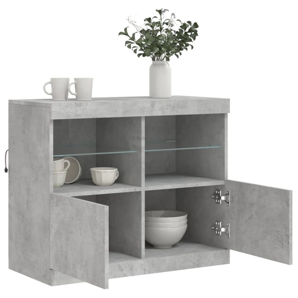 Betoninharmaa senkki led-valoilla Hisham 81x37x67cm