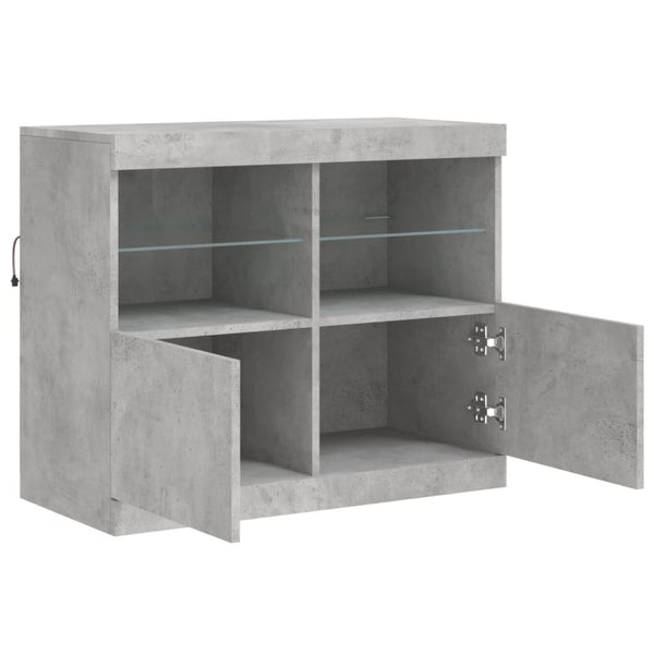 Betoninharmaa senkki led-valoilla Hisham 81x37x67cm