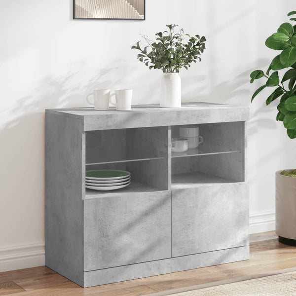 Betoninharmaa senkki led-valoilla Hisham 81x37x67cm