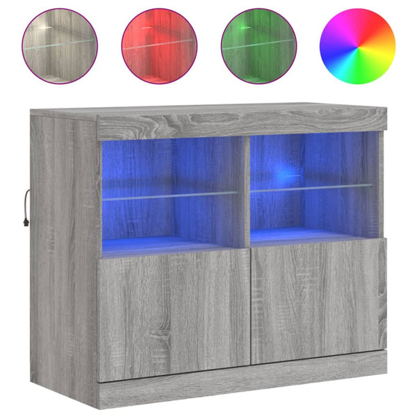 Harmaa senkki led-valoilla Hisham 81x37x67cm