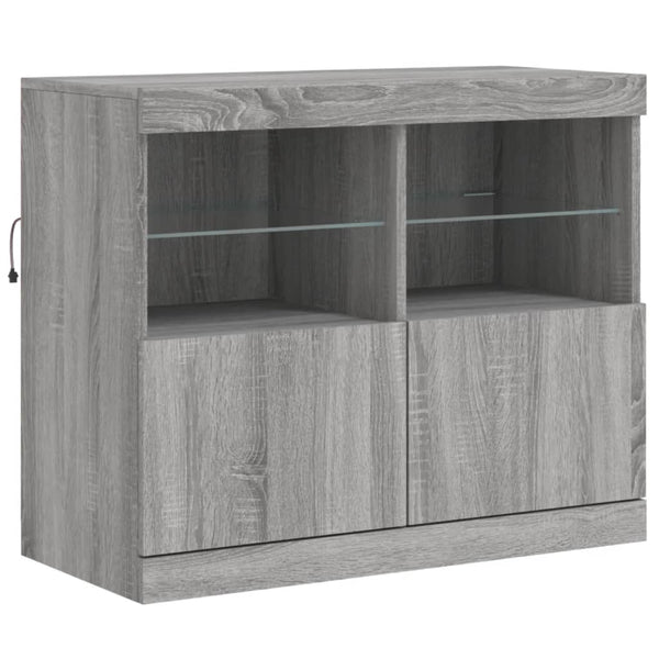 Harmaa senkki led-valoilla Hisham 81x37x67cm