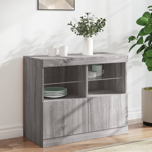 Harmaa senkki led-valoilla Hisham 81x37x67cm