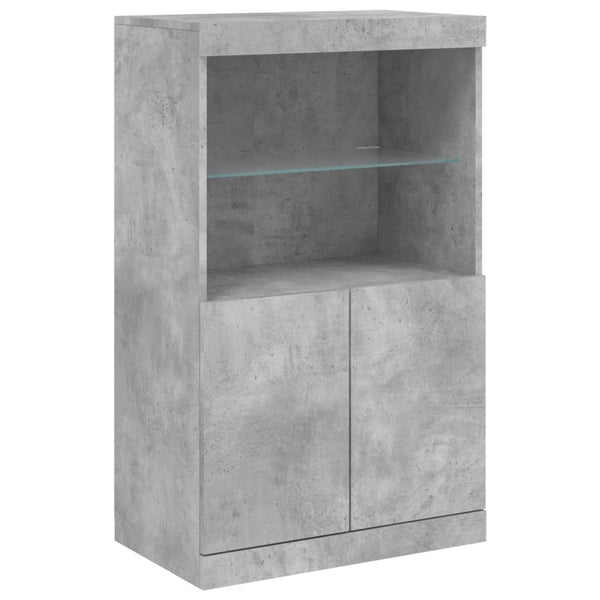 Betongraues Sideboard mit LED-Beleuchtung Velichi 60,5x37x100cm