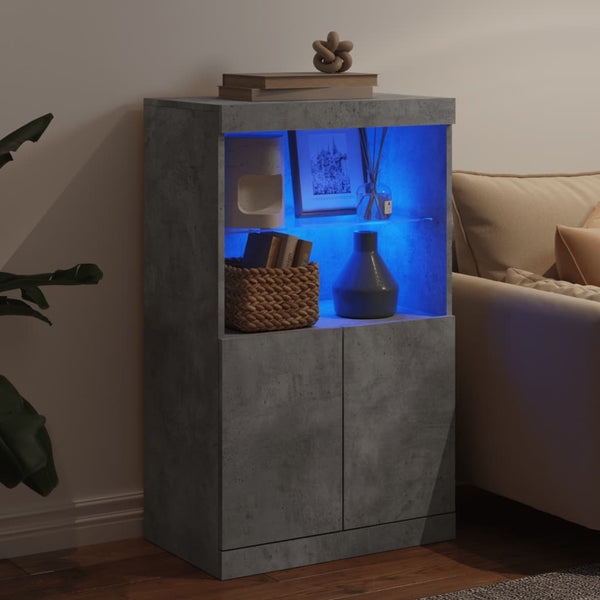 Betongraues Sideboard mit LED-Beleuchtung Velichi 60,5x37x100cm