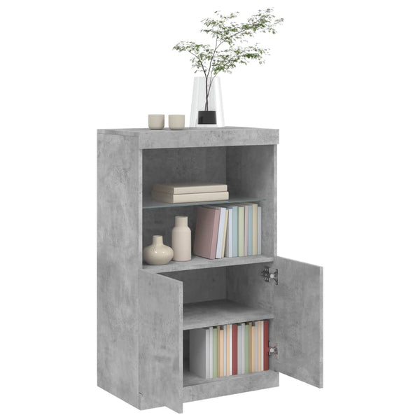 Betongraues Sideboard mit LED-Beleuchtung Velichi 60,5x37x100cm