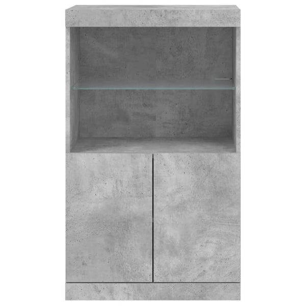 Betongraues Sideboard mit LED-Beleuchtung Velichi 60,5x37x100cm