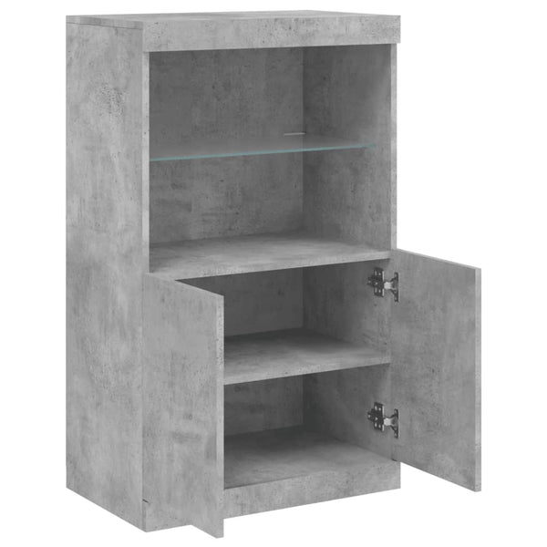 Betongraues Sideboard mit LED-Beleuchtung Velichi 60,5x37x100cm
