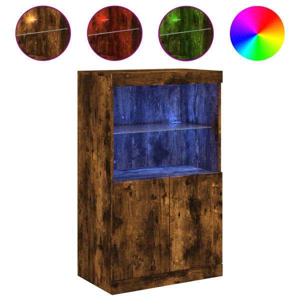 Räuchereiche Sideboard mit LED-Beleuchtung Velichi 60,5x37x100cm