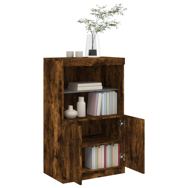 Räuchereiche Sideboard mit LED-Beleuchtung Velichi 60,5x37x100cm