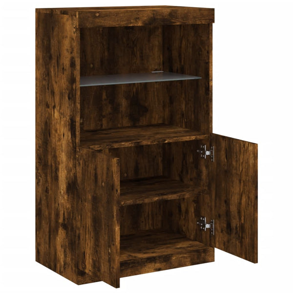 Räuchereiche Sideboard mit LED-Beleuchtung Velichi 60,5x37x100cm