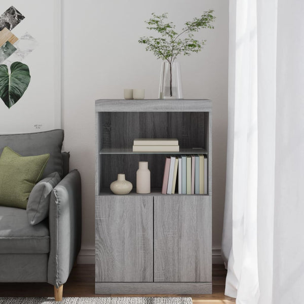 Graues Sideboard mit LED-Beleuchtung Velichi 60,5x37x100cm